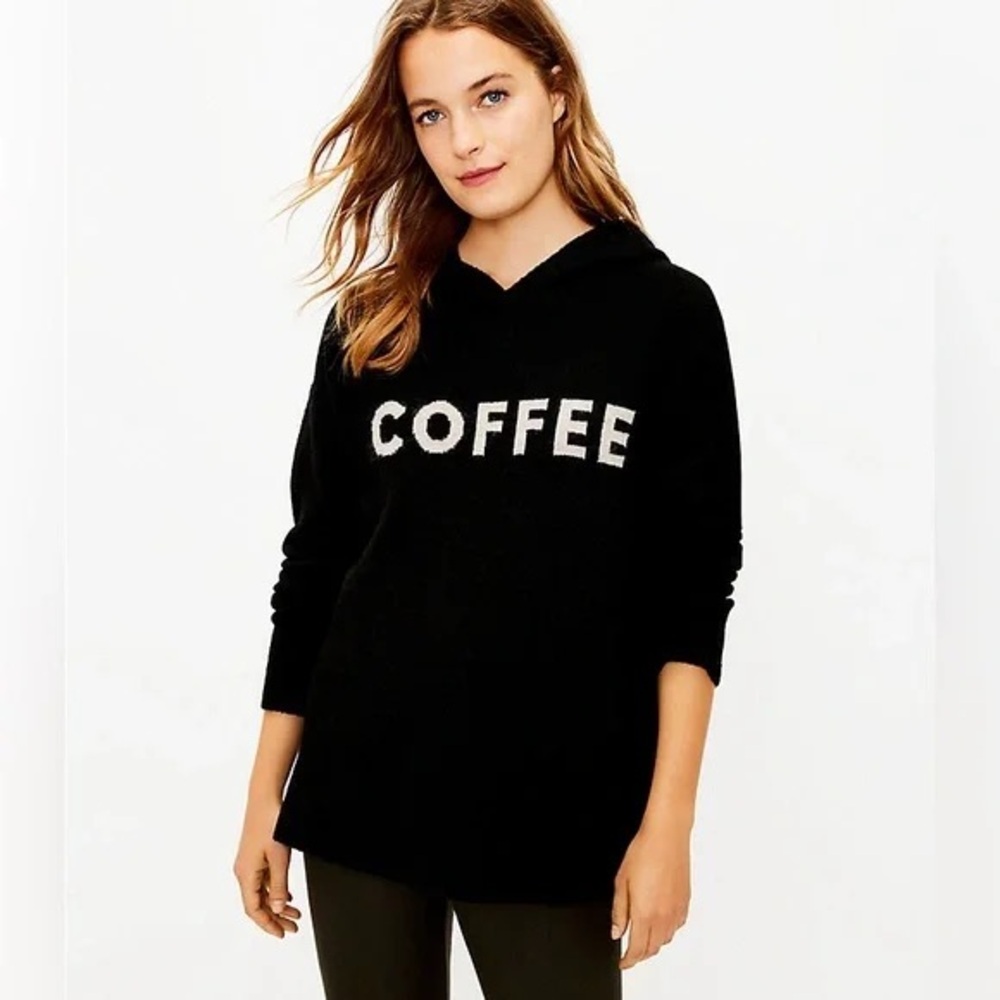 Lou & Grey Black Sweater with 'Coffee' Text Size Small